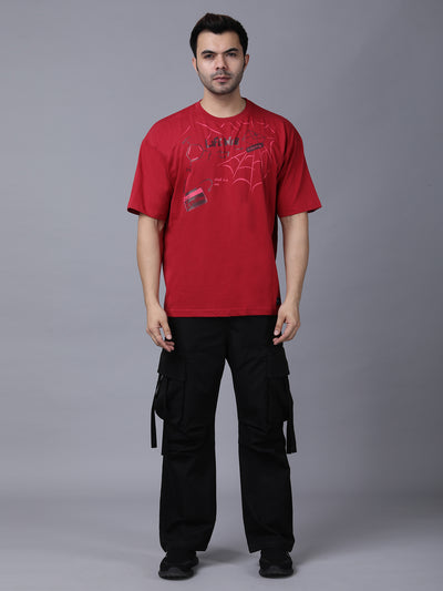 Life web - Red bold print, casual oversized T-shirt