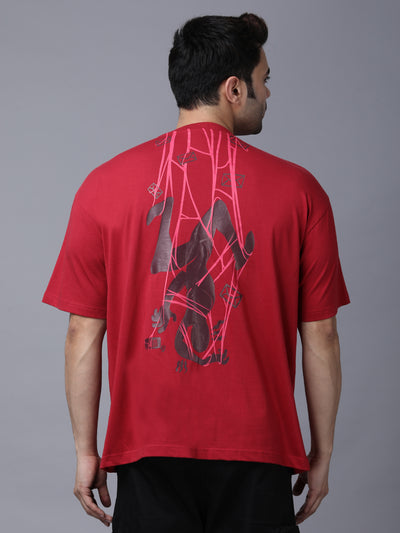 Life web - Red bold print, casual oversized T-shirt