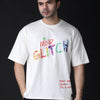 Mind glitch - Cream base, multicolor print, oversized T-shirt