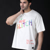 Mind glitch - Cream base, multicolor print, oversized T-shirt