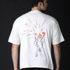 Mind glitch - Cream base, multicolor print, oversized T-shirt