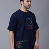 Maru effect - Navy blue, minimalistic print, oversized T-shirt