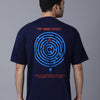 Maru effect - Navy blue, minimalistic print, oversized T-shirt