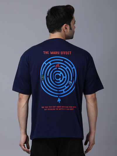 Maru effect - Navy blue, minimalistic print, oversized T-shirt