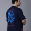 Maru effect - Navy blue, minimalistic print, oversized T-shirt